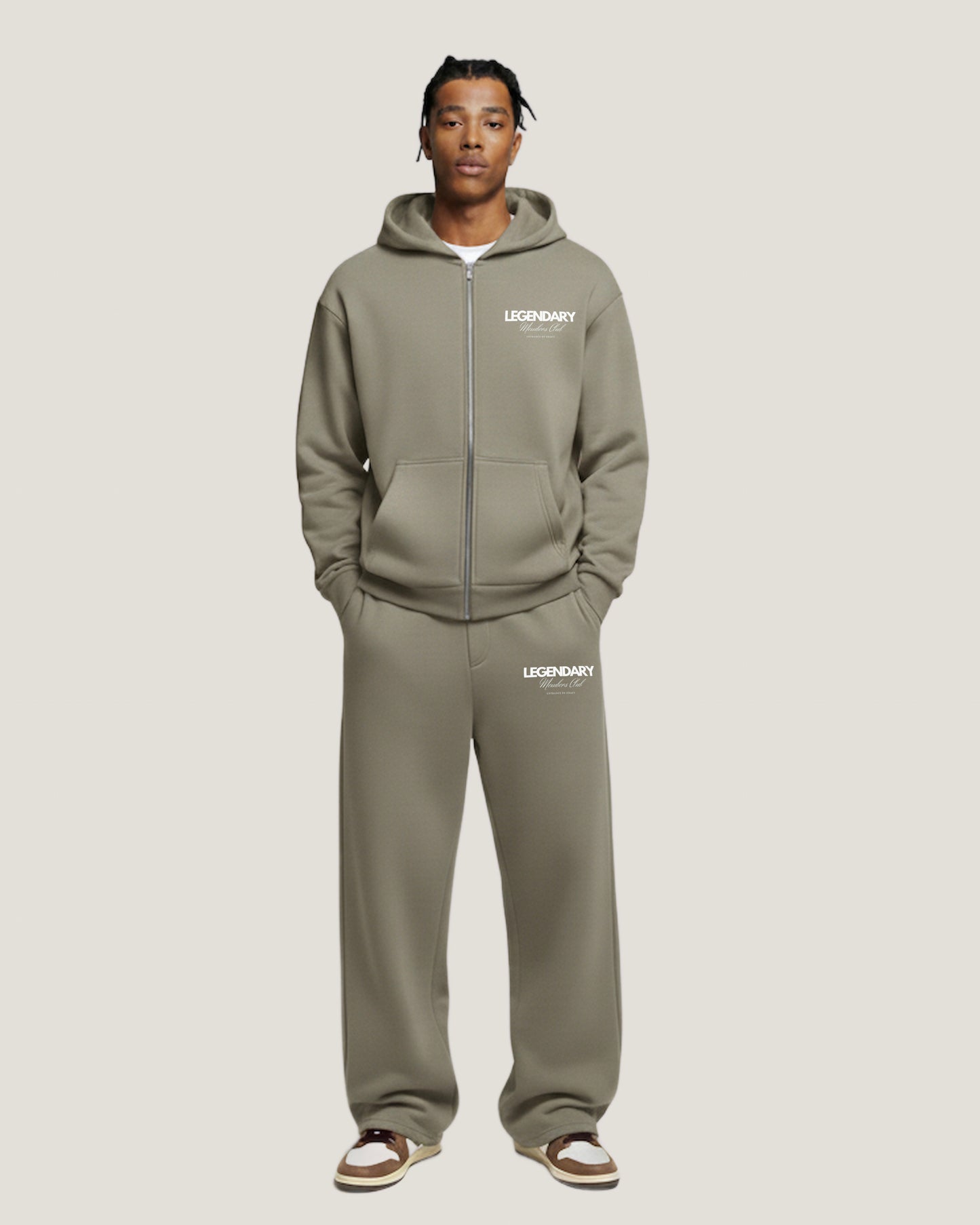 The Hooded Zip 330 G/M2  Pale Olive